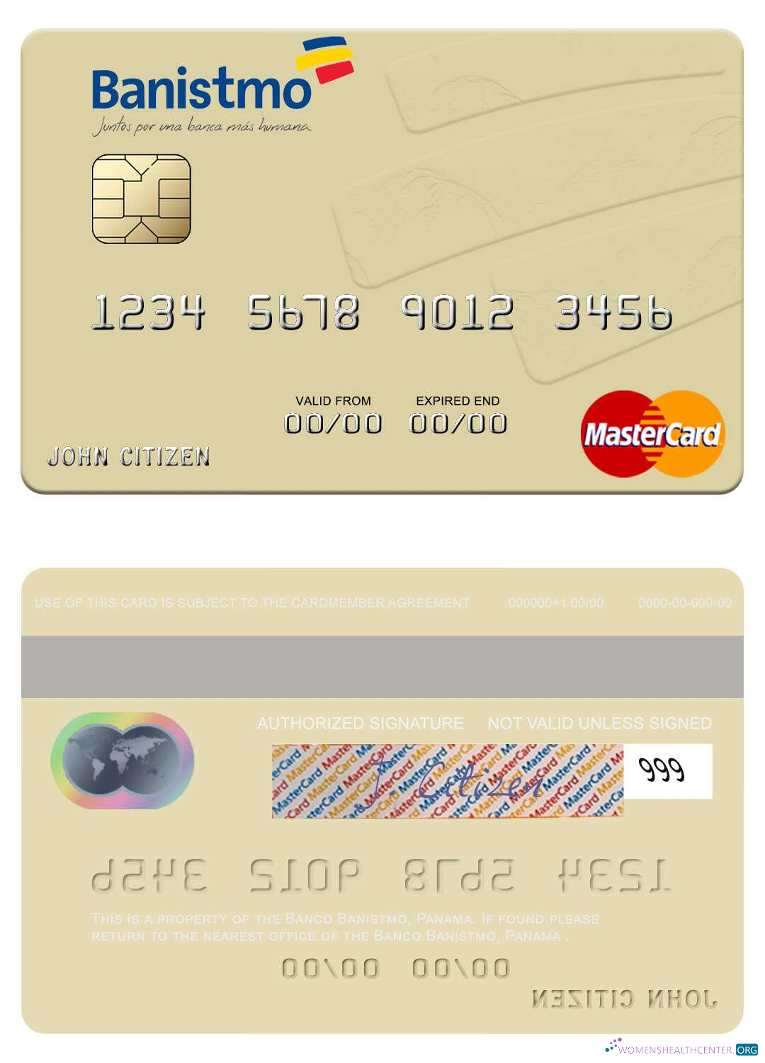 Download Panama Banco Banistmo mastercard Photoshop template